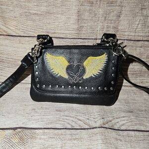 Leather Master Barbwire Winged Leather Belt Crossbody Bag